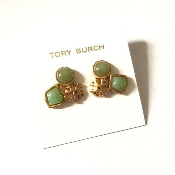 NWT Tory Burch Roxanne Cluster Stud Earring Color Mint - Picture 5 of 10
